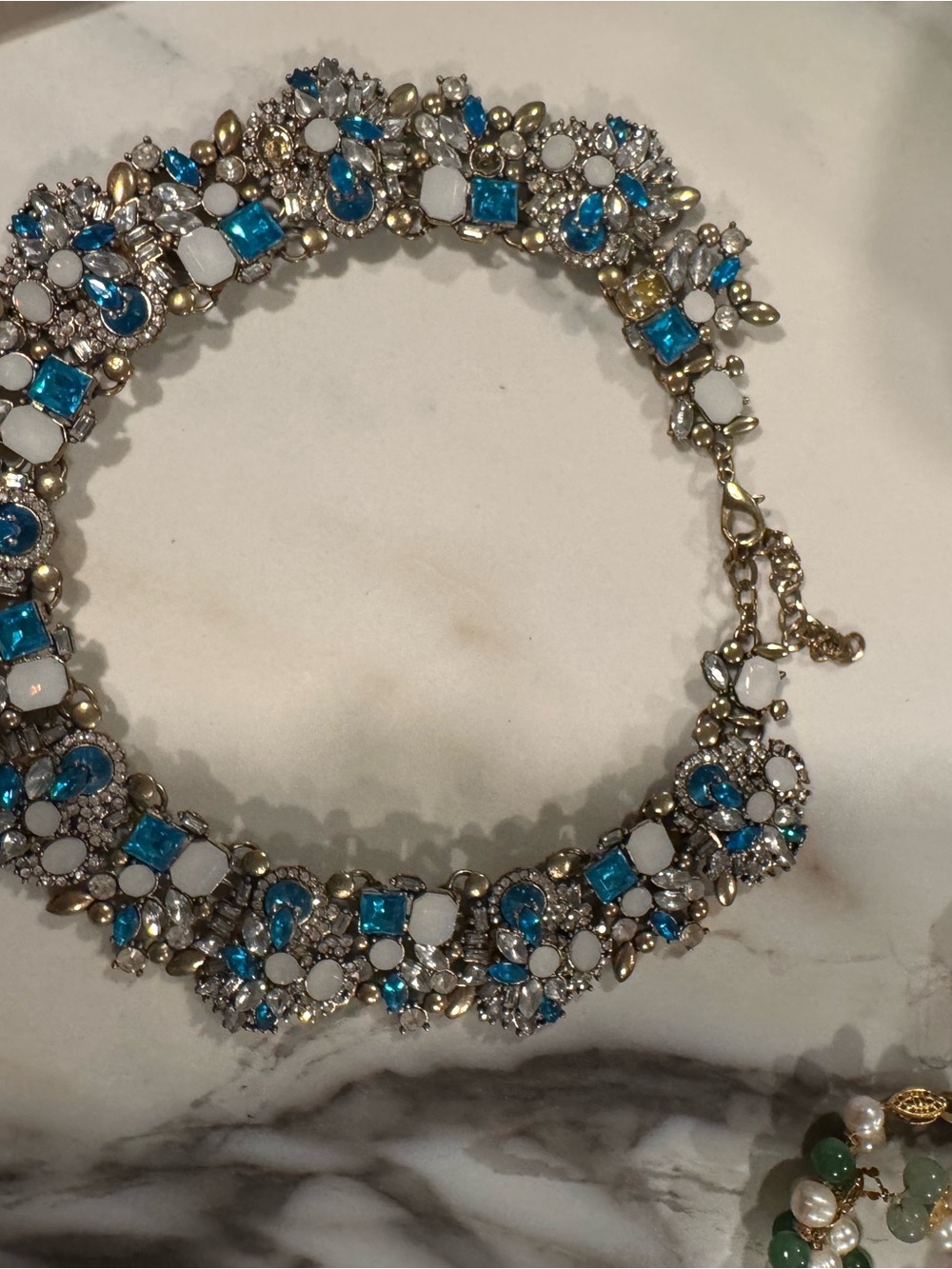 Blue and White Crystal Statement Necklace - lot of 4 necklaces